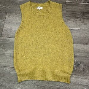 Aaron & Amber Sleeveless Knit Tank Top Mossy Green Yellow Color